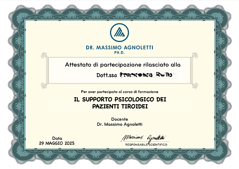 IMG ATTESTATO PARTECIPAZIONE GENERICO MASTERCLASS SUPPORTO PSICOLOGICO DEI PAZIENTI TIROIDEI